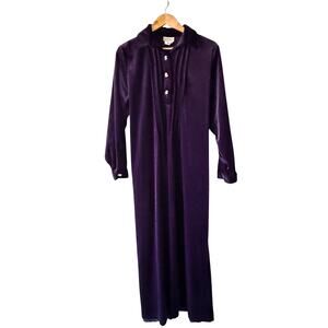 Coldwater Creek Dress Women Large Purple Maxi Velvet Peasant Granny Prairie